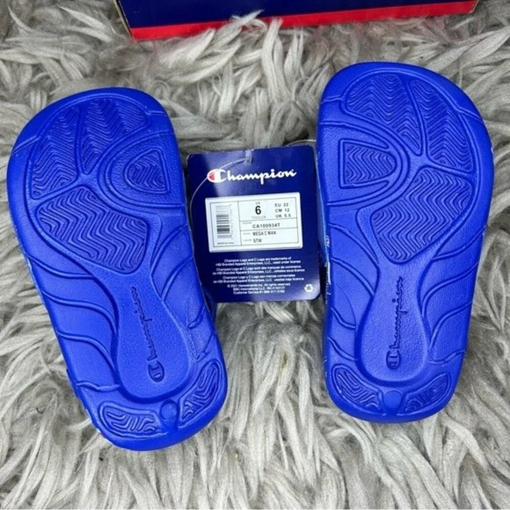 NEW Champion Mega C Man blue toddler boy sandal slides size 6